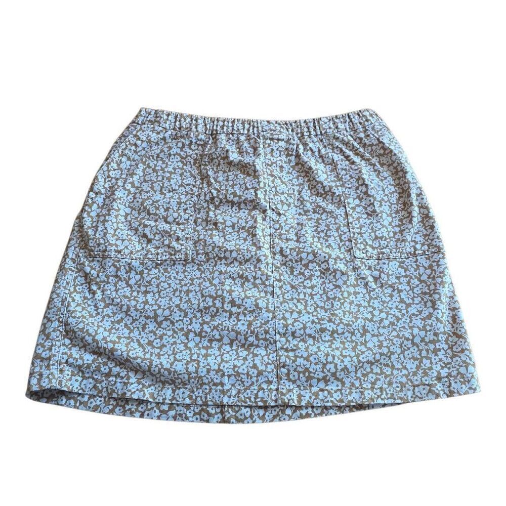 Lands end womens Sz 16W light brown white floral pullon stretch waist skort